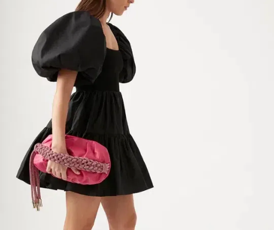 Aje Casa Black Puff Sleeve Mini Dress size 14 for rent on The Volte - main image