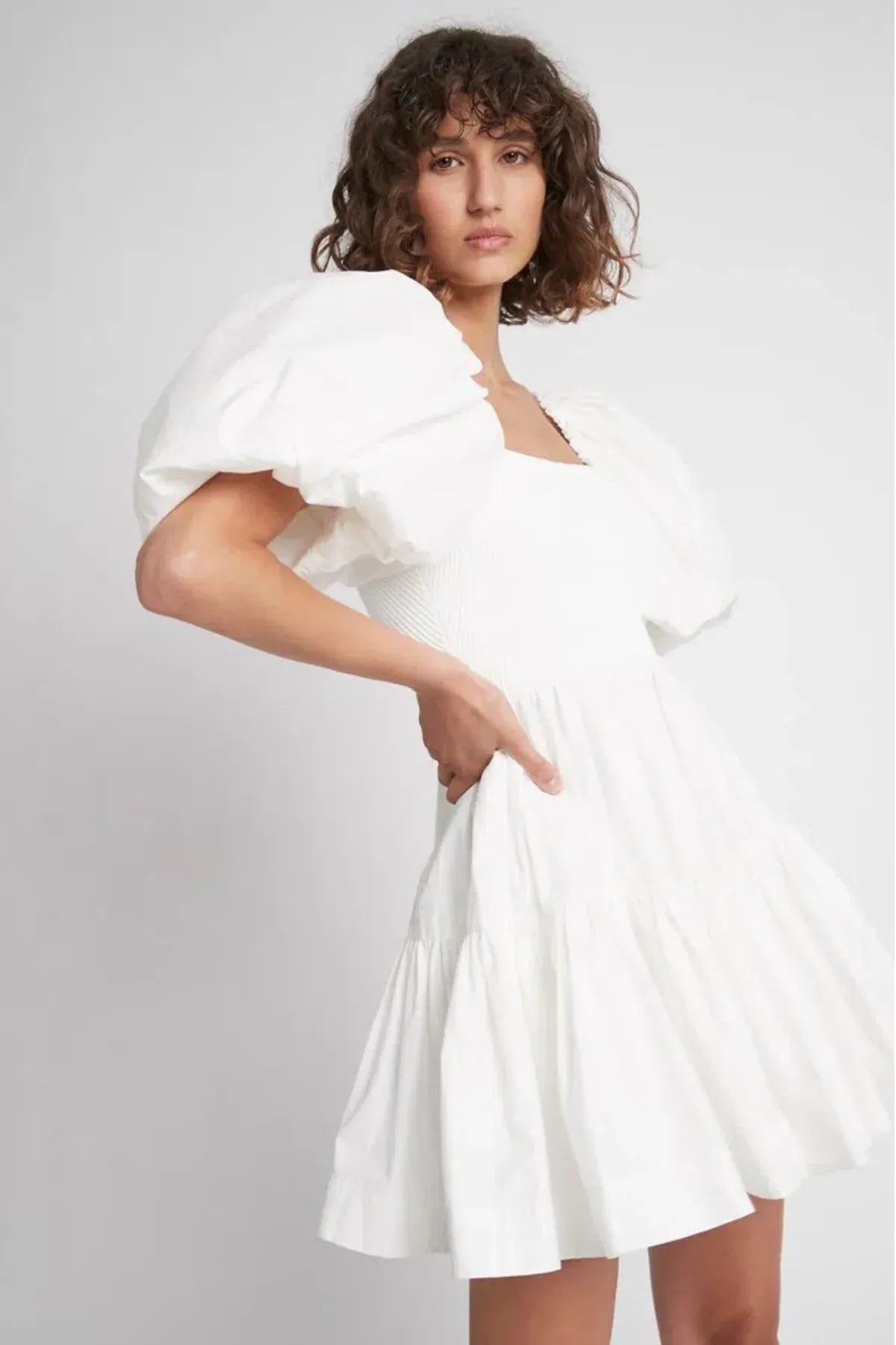 Aje Casa White Puff Sleeve Mini Dress size 16 - Image 4