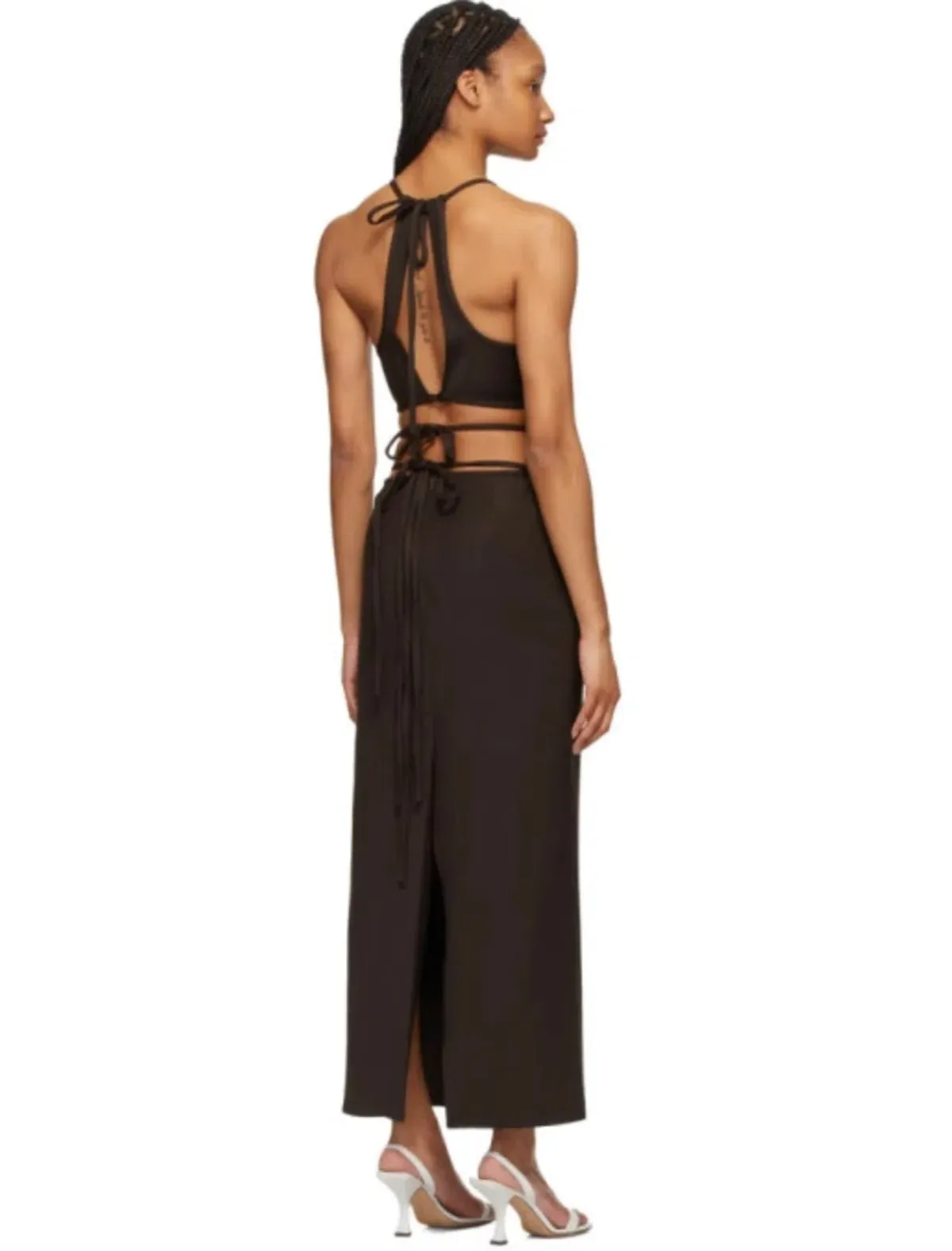 Christopher Esber Wrapped Interlock Tie Halter Dress - Image 2