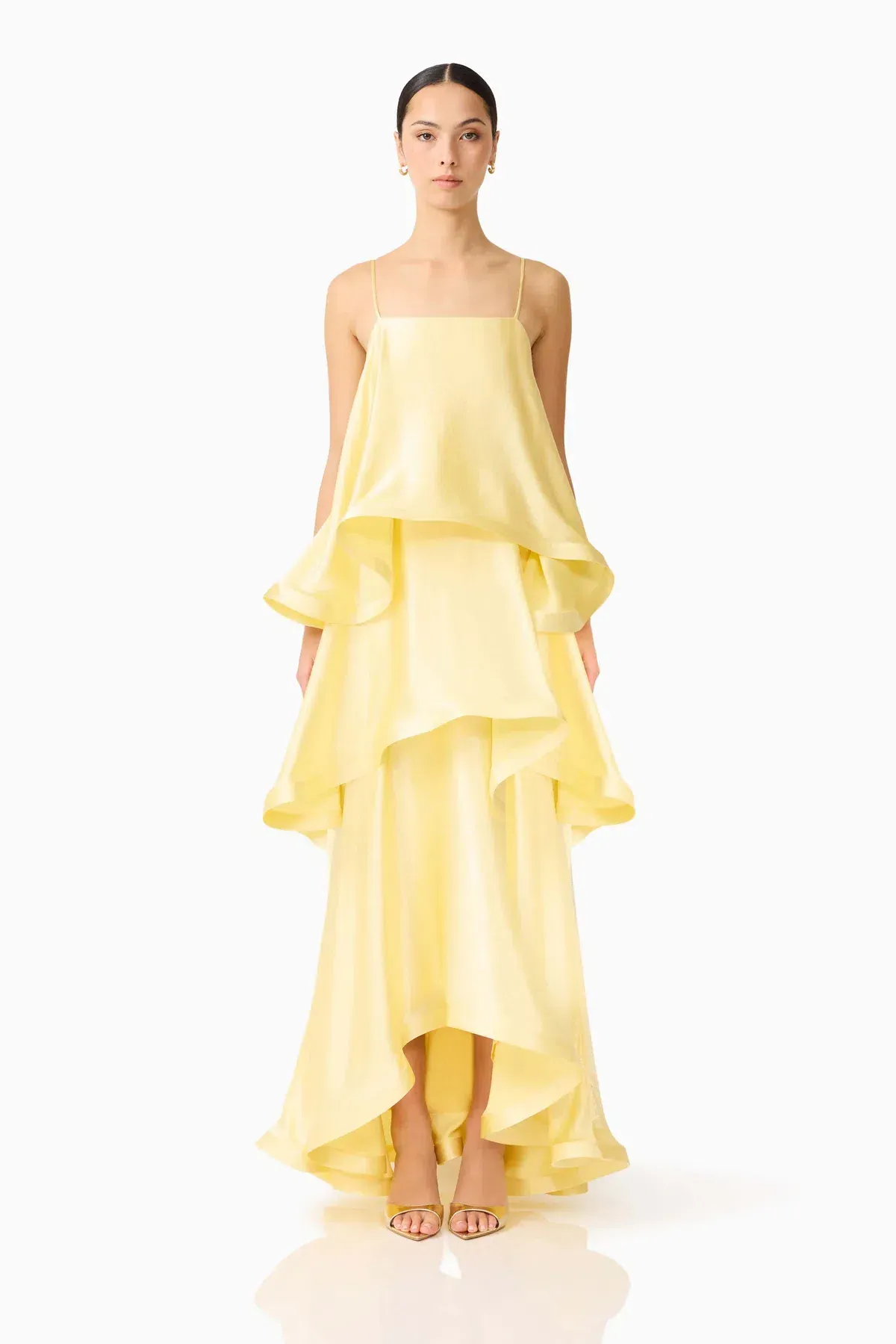 Elliatt Tilly Tiered Maxi Dress Butter Yellow Size L/AU 12 - Image 1