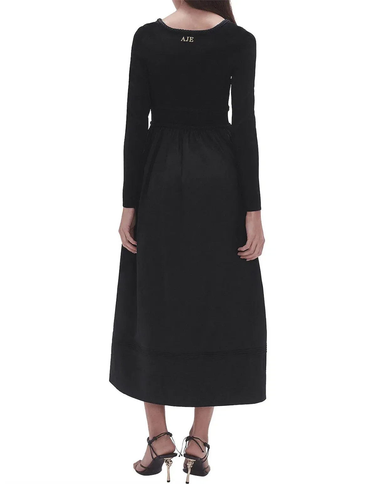 Aje Audrey Black Knit Midi Dress XL - Image 7