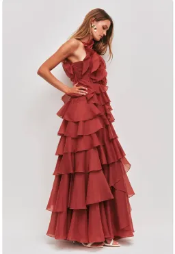 Aje Cleo Gown in Rust Size 10 for rent on The Volte - image 2