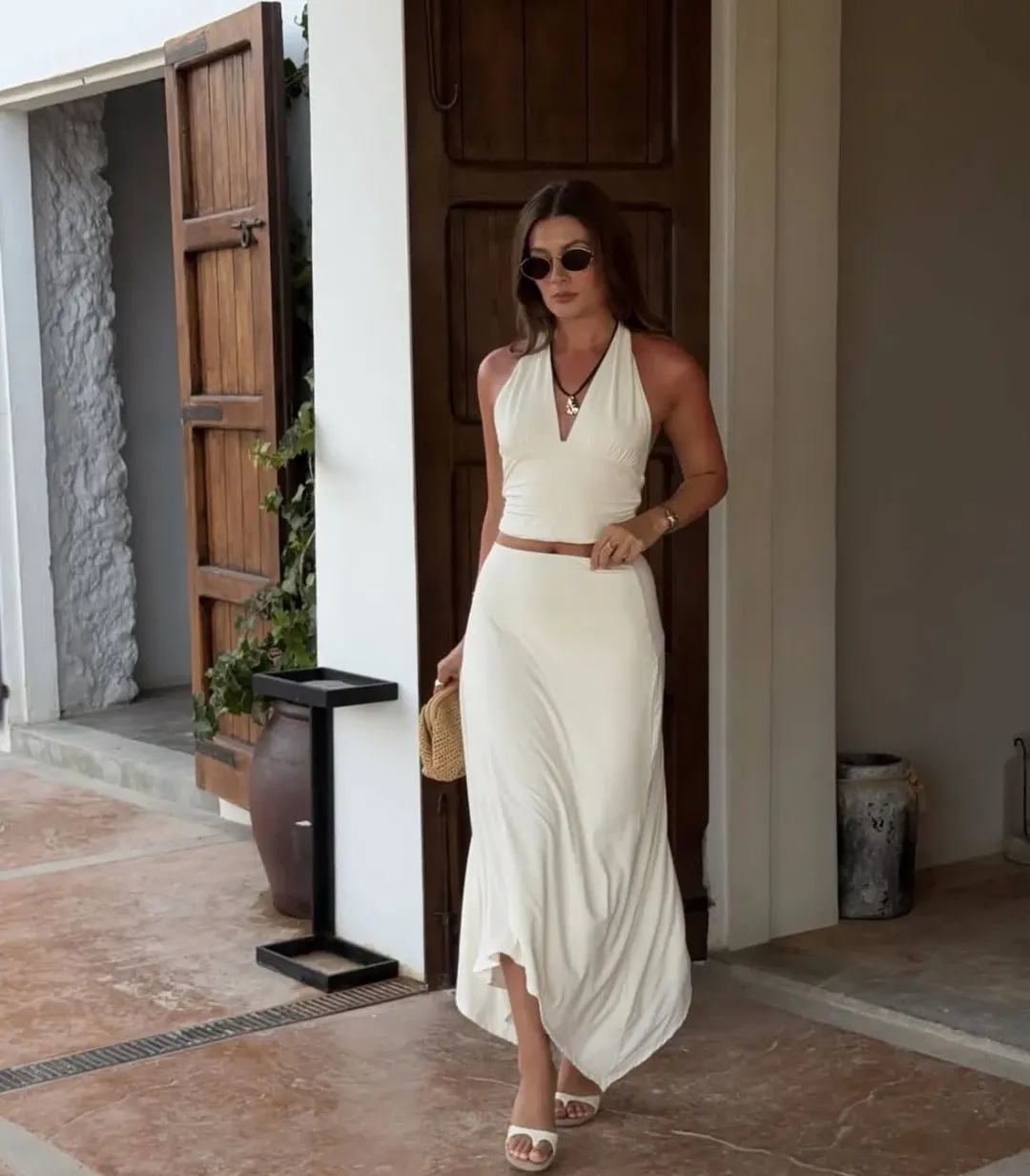 Kookai Zali Skirt & Leni Top in Coconut Milk size 6 for rent on The Volte - main image