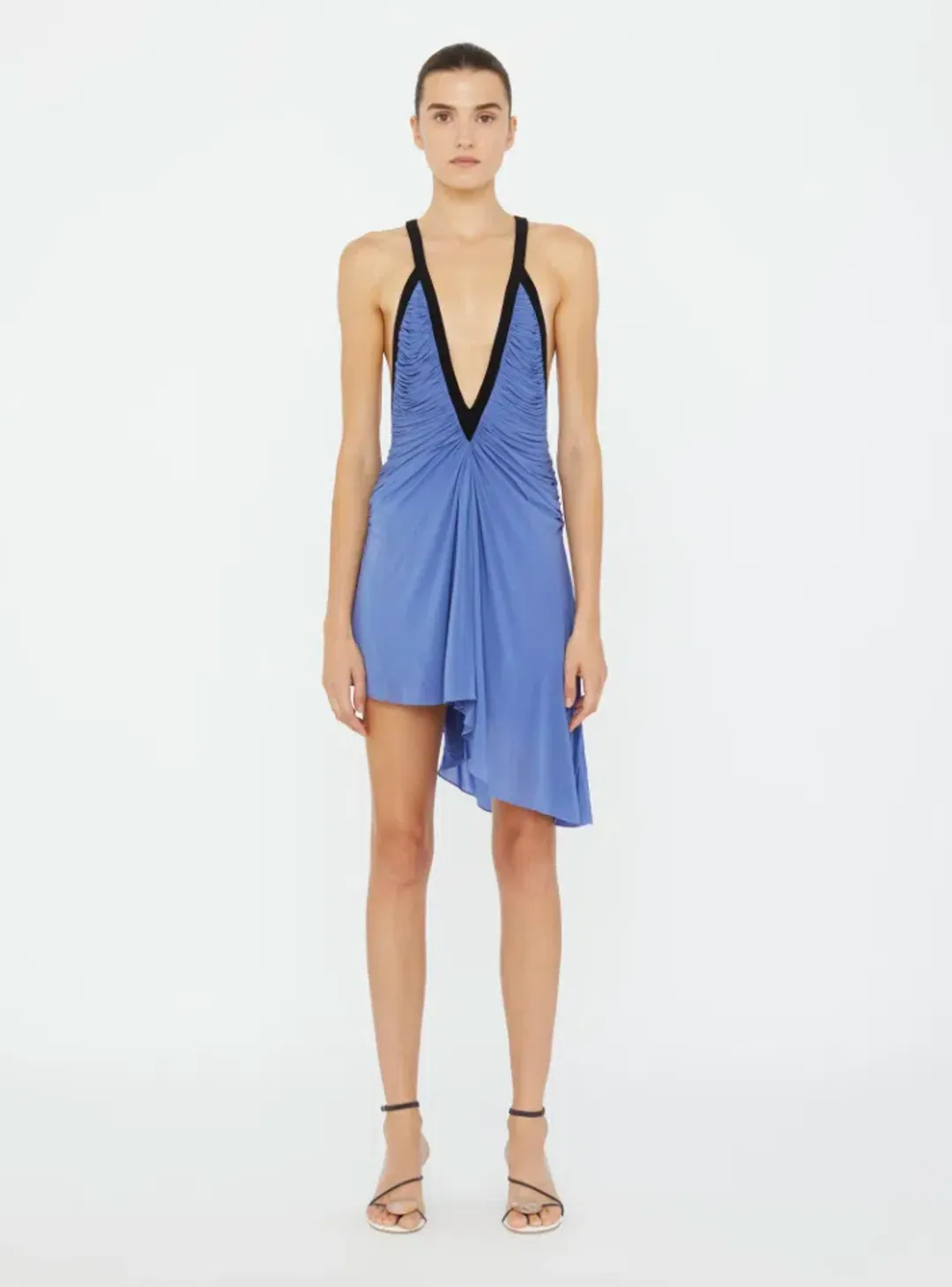 CHRISTOPHER ESBER V-NECK MINI DRESS IN BLUE SIZE 8 for rent on The Volte - main image