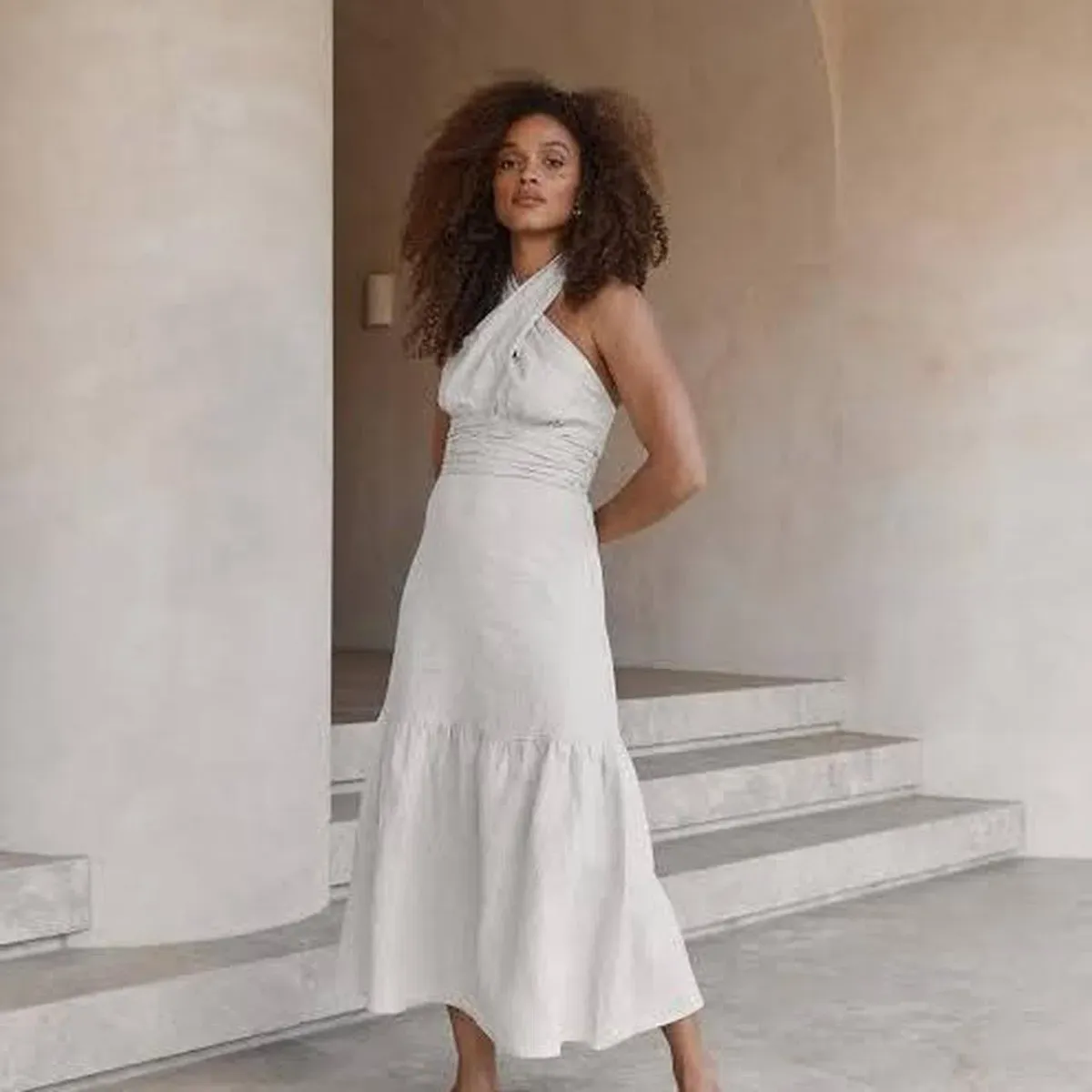 Dissh Halter Linen Midi Size 6 - Image 2