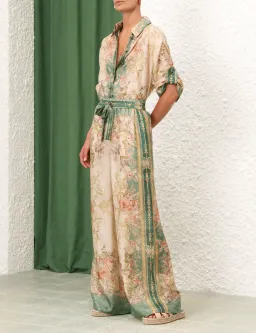 Zimmermann August Khaki Floral Set - Short Sleeve Shirt Size 0 & Pant Size 1 for rent on The Volte - image 2