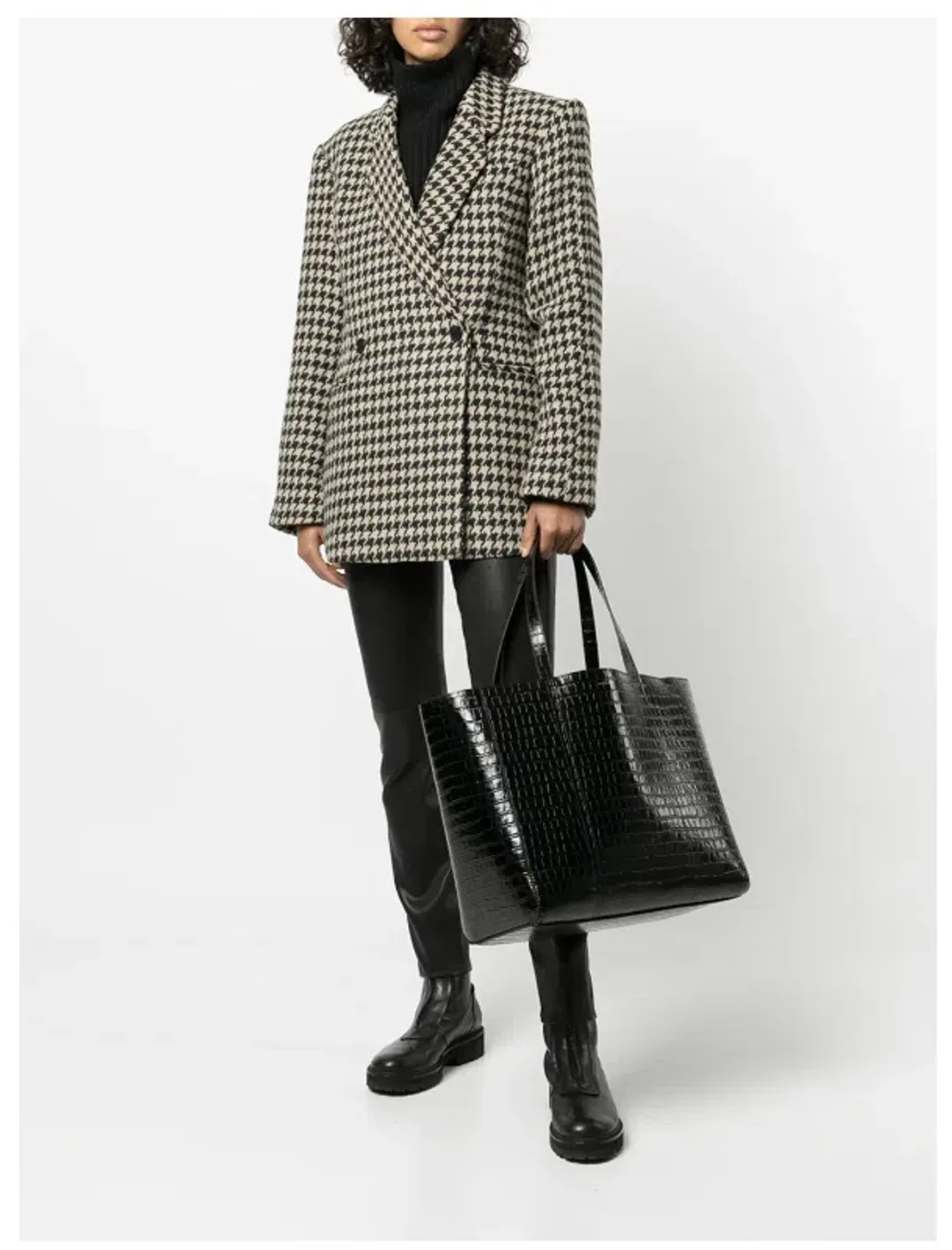 ANINE BING Kaia houndstooth double-breasted blazer for rent on The Volte - main image
