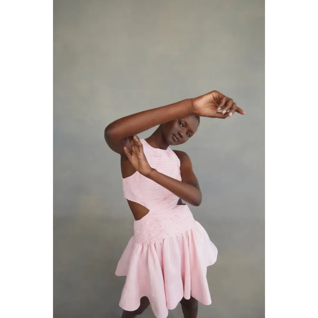 AJE INTROSPECT CUT OUT MINI DRESS PINK Size 16 for rent on The Volte - main image