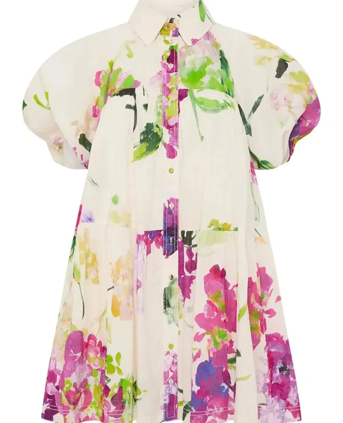 Aje Pablo Smock Mini Puff Sleeve Dress Wild Hydrangea Size 16 - Image 7