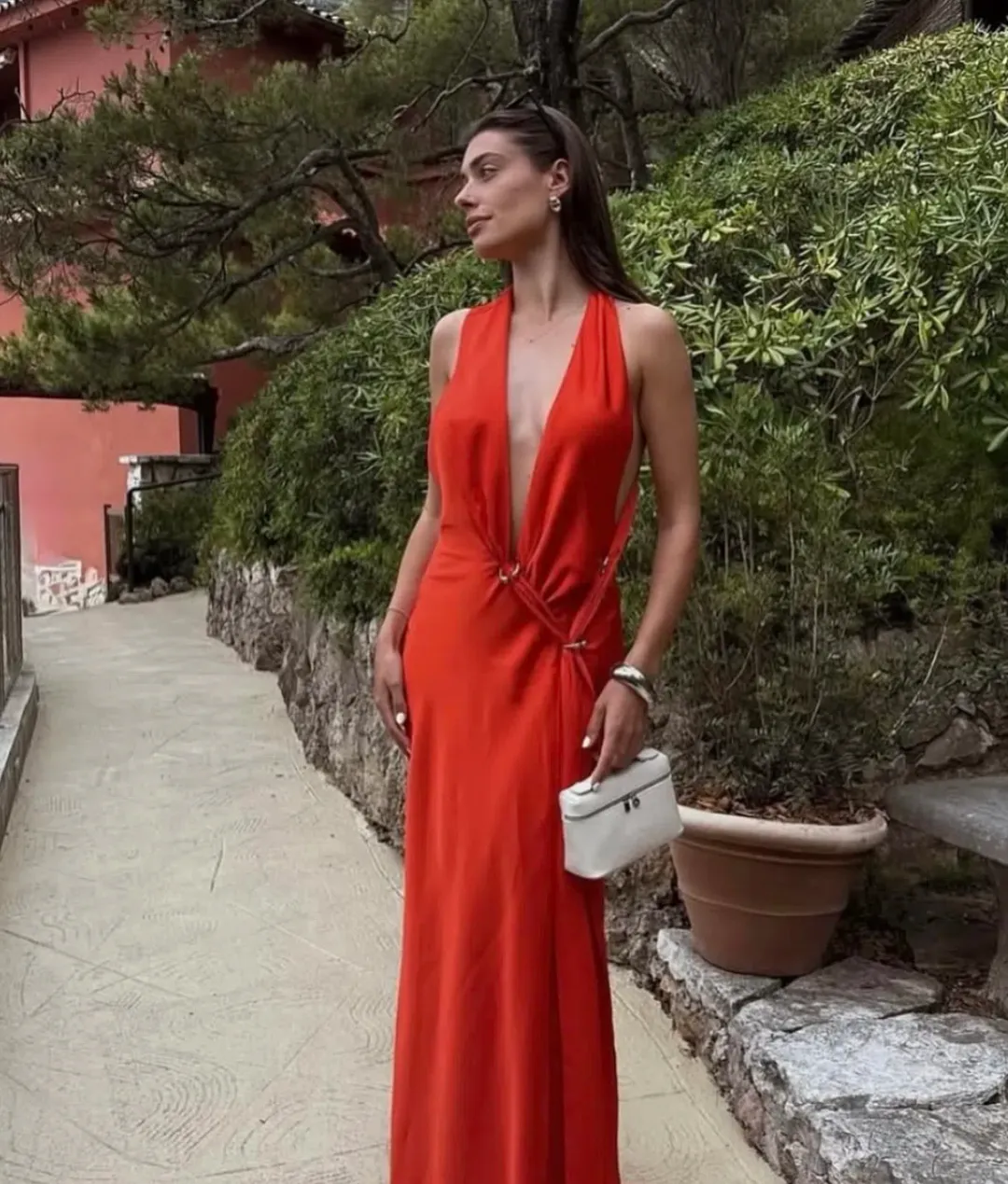 Misha Harlow Satin Maxi Dress chilli 8 for rent on The Volte - main image