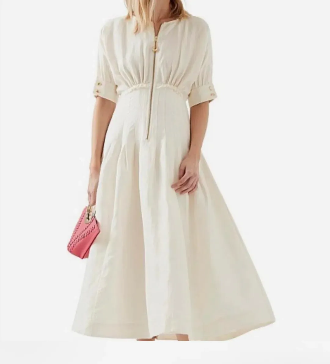 Aje Cream midi dress. for rent on The Volte - main image