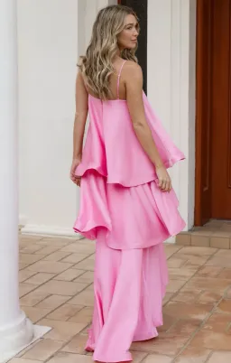 Elliatt Tilly Tiered Maxi Dress size XL / 14 Pink for rent on The Volte - image 2