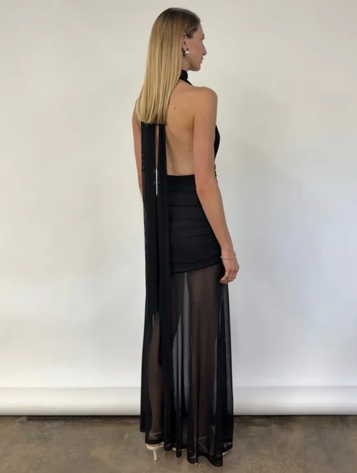 By Nicola Ophelia Halter Neck Maxi Dress in Black Size 10 - Image 3