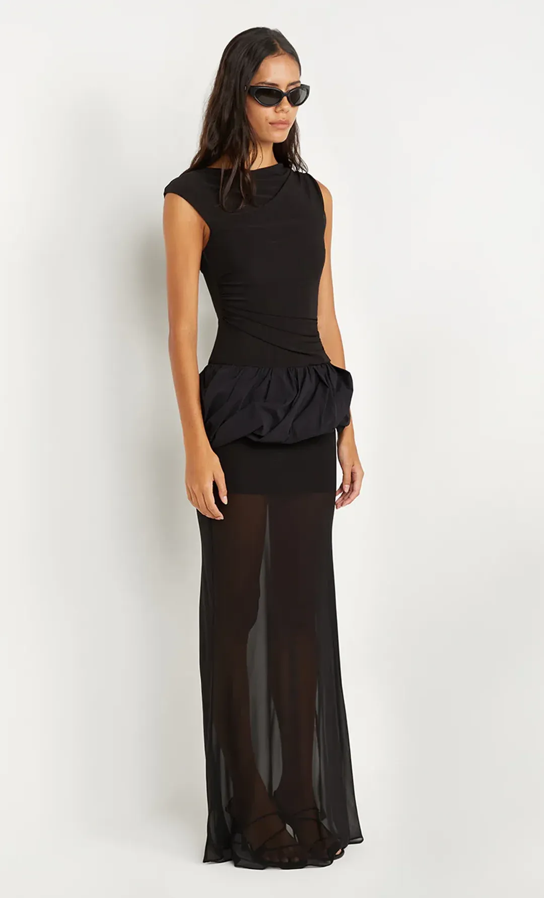 Bec and Bridge Ida Bubble Mesh Maxi Dress in Black Size 6 / XS AU for rent on The Volte - main image