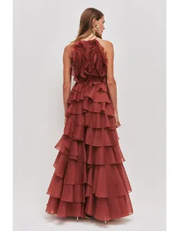 Aje Cleo Gown in Rust Size 14 for rent on The Volte - image 3