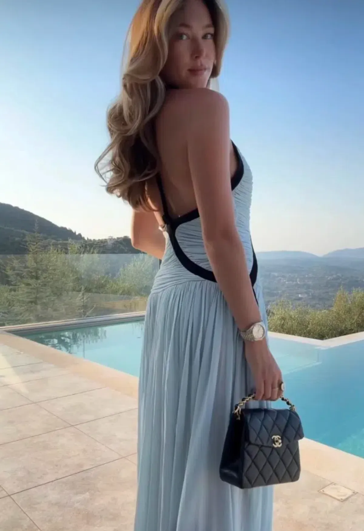 Christopher Esber Suspended Ruched Jersey Maxi Dress Blue Size Au6 - Image 3