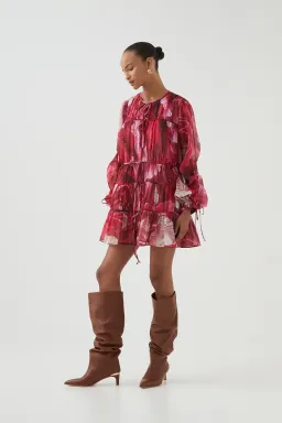 Aje Flora Mini Dress Prismatic Floral Red Size 6 / XS for rent on The Volte - image 3
