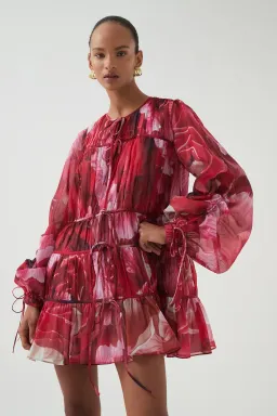 Aje Flora Mini Dress Prismatic Floral Red Size 6 / XS for rent on The Volte - image 2