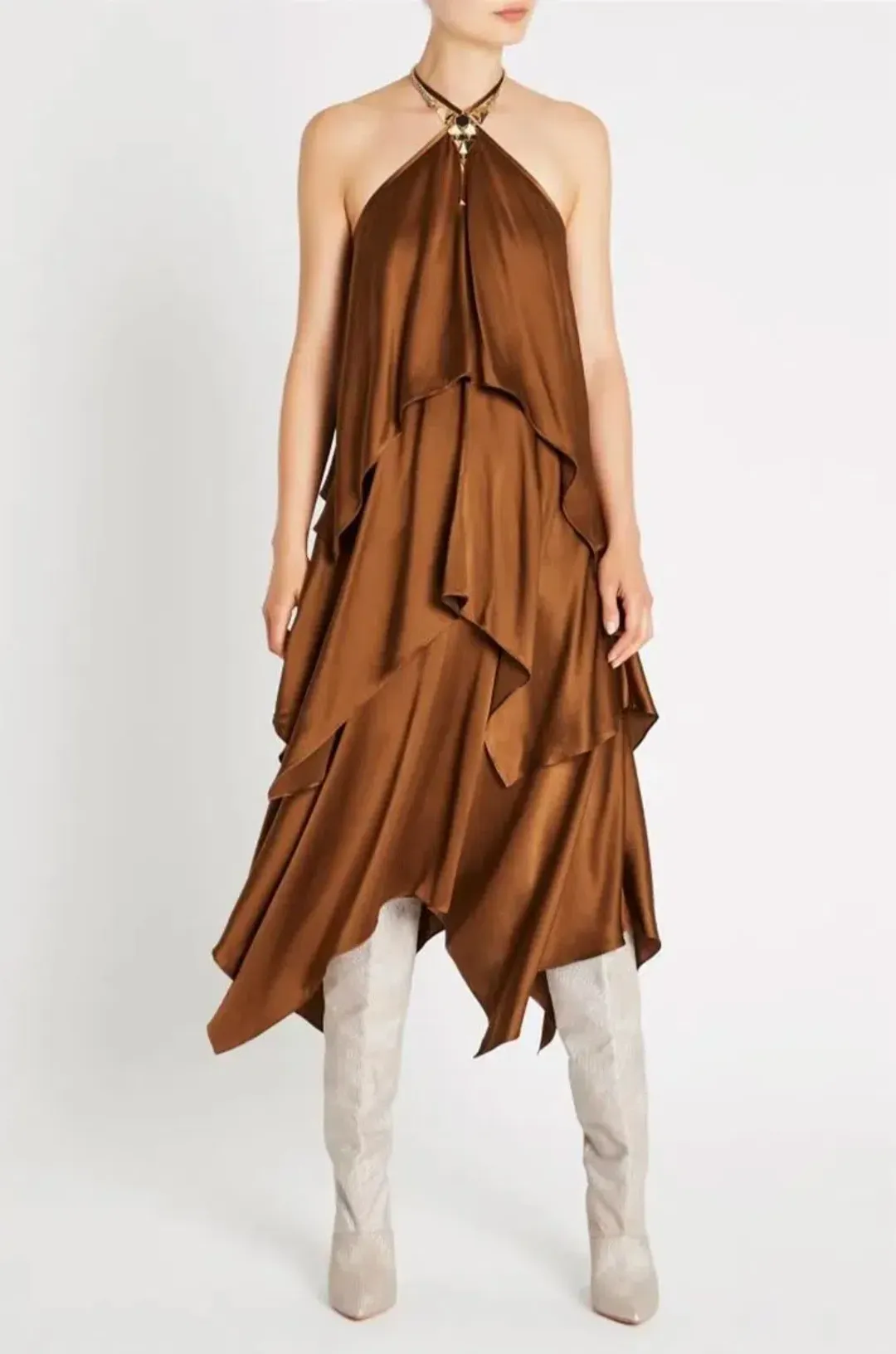 Sass & Bide Brown Sugar Silk Slip Dress Brown Size 10 for rent on The Volte - main image