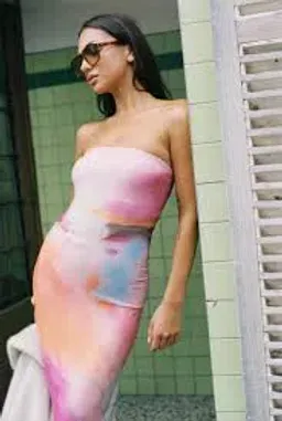 WITH HARPER LU STRAPLESS SLIP MAXI DRESS ABSTRACT ART SIZE XS Aus6-8 for rent on The Volte - image 8
