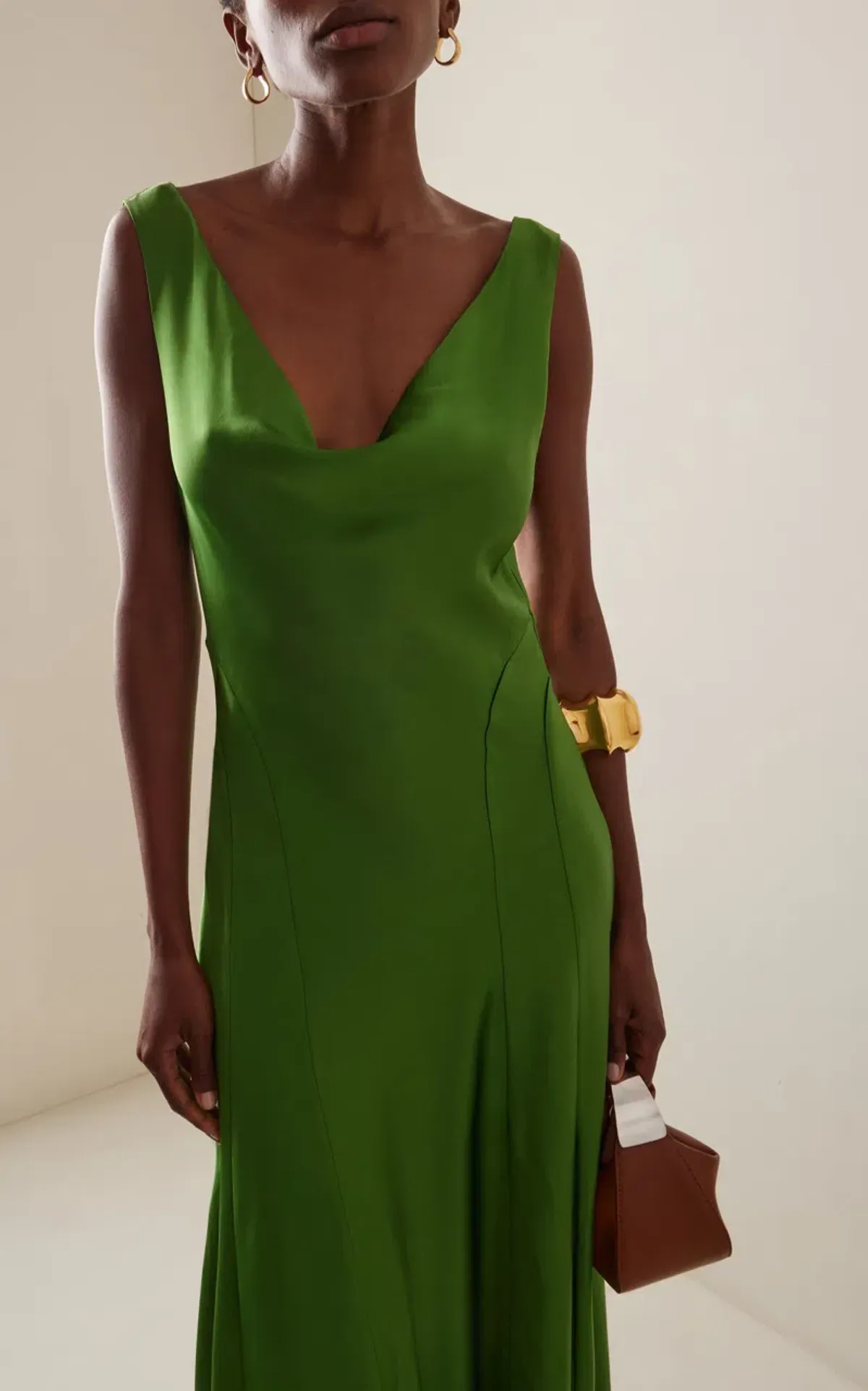 ANNA QUAN Keira Draped Maxi Dress Gown in Green Fern 10 - Image 3