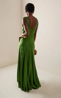 ANNA QUAN Keira Draped Maxi Dress Gown in Green Fern 10 for rent on The Volte - image 2