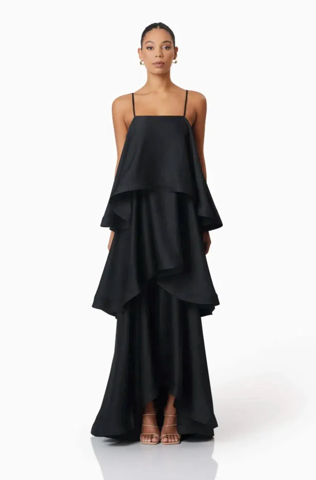 Tilly Tiered Maxi Dress in Black in XXL - Image 1