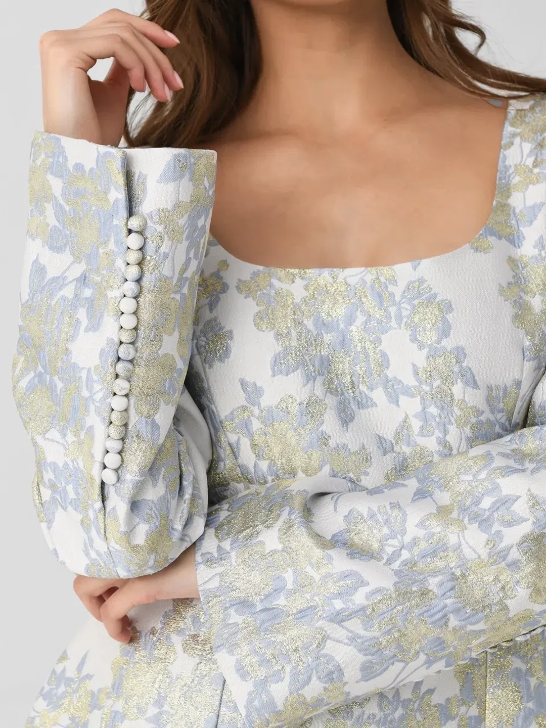 ANNA QUAN Margot Dress in Water Lillies Blue Size 8 AU for rent on The Volte - main image