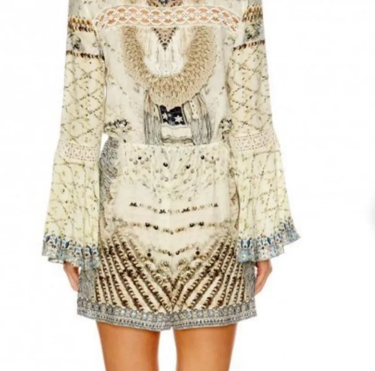 Camilla Silk Playsuit Romper Love Weave Tie Front Wide Sleeve - Image 2