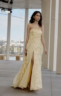 AJE Allairie Gown Butter yellow Size 10 for rent on The Volte - image 1