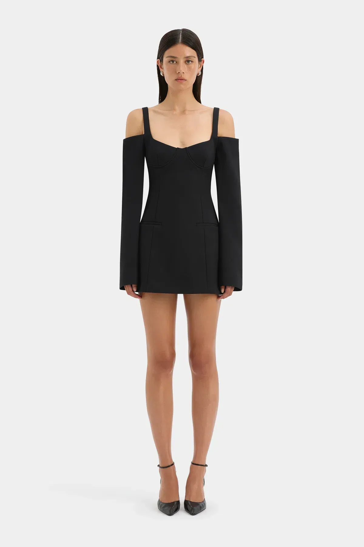 SIR SANDRINE LONG SLEEVE MINI IN BLACK SIZE AU 6 - Image 1