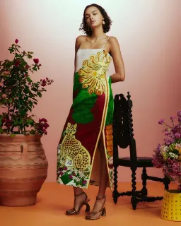 ALEMAIS Tiger Slip Midi Dress 10 for rent on The Volte - image 7