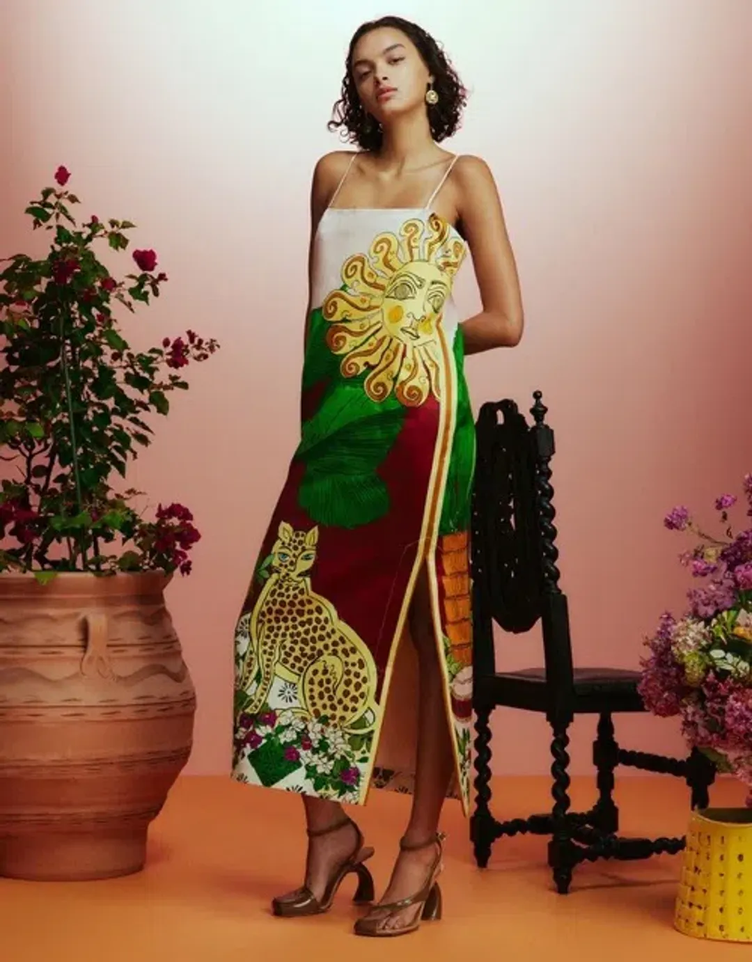 ALEMAIS Tiger Slip Midi Dress 10 for rent on The Volte - main image