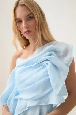 Aje Genesis mini dress Sea Breeze Blue Size 8 for rent on The Volte - image 5