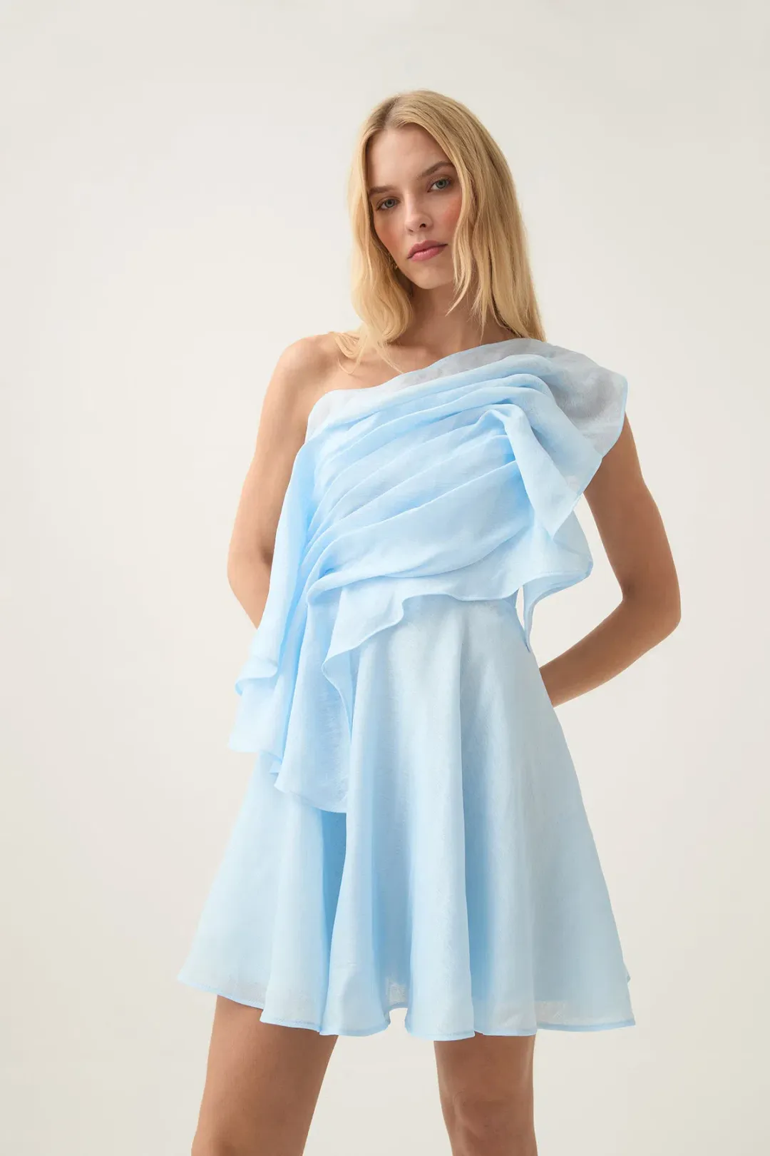 Aje Genesis mini dress Sea Breeze Blue Size 8 for rent on The Volte - main image