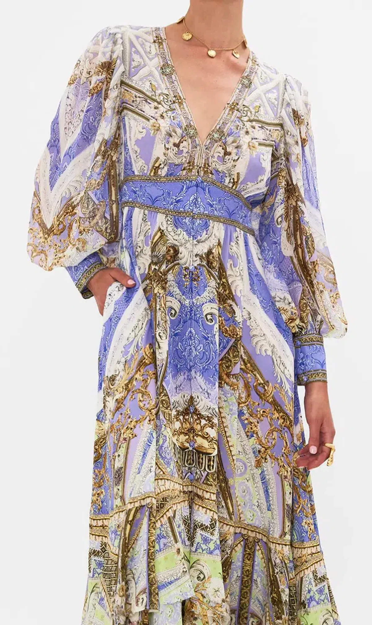 Camilla Long Button Front Dress Gilded Pleasures Size L (14) - Image 3