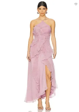 Amur Lorelie Midi Halter Gown Dress Water Hyacinth Pink Size AU 8 /US 4 for rent on The Volte - image 1