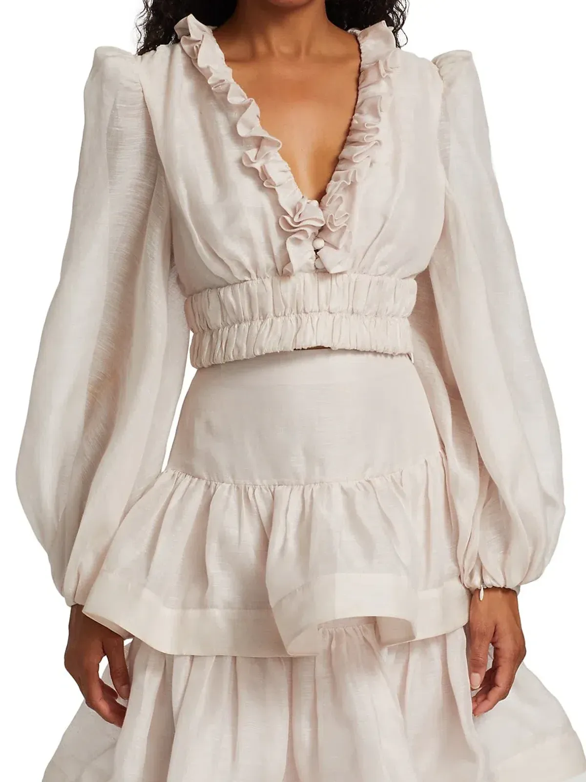 Zimmermann Rhythmic Ruffle Bodice And Tiered Midi Skirt Set Size 2 AUS 12 - Image 4