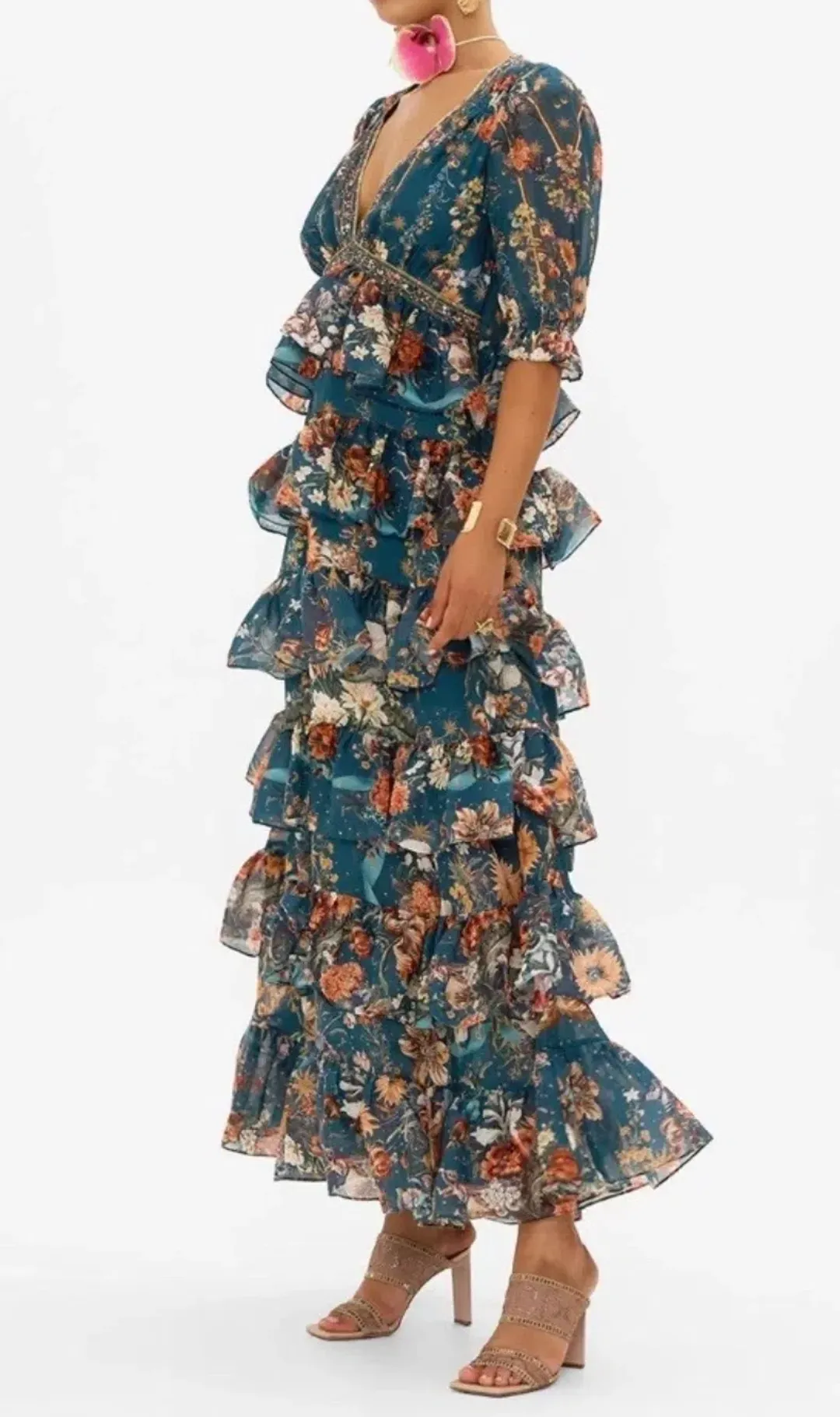 Camilla Puff Sleeve Long Dress She Who Wears The Crown Size S (10) for rent on The Volte - main image