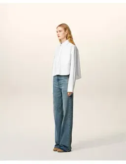 Ami CROPPED Long Sleeve BU SHIRT White Size 8 for rent on The Volte - image 5