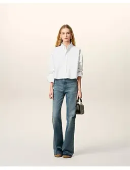 Ami CROPPED Long Sleeve BU SHIRT White Size 8 for rent on The Volte - image 3