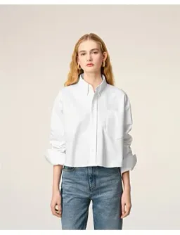 Ami CROPPED Long Sleeve BU SHIRT White Size 8 for rent on The Volte - image 6