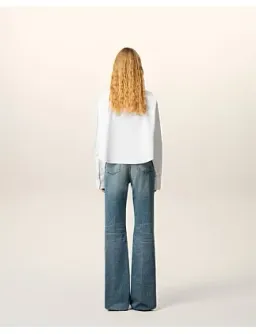 Ami CROPPED Long Sleeve BU SHIRT White Size 8 for rent on The Volte - image 4