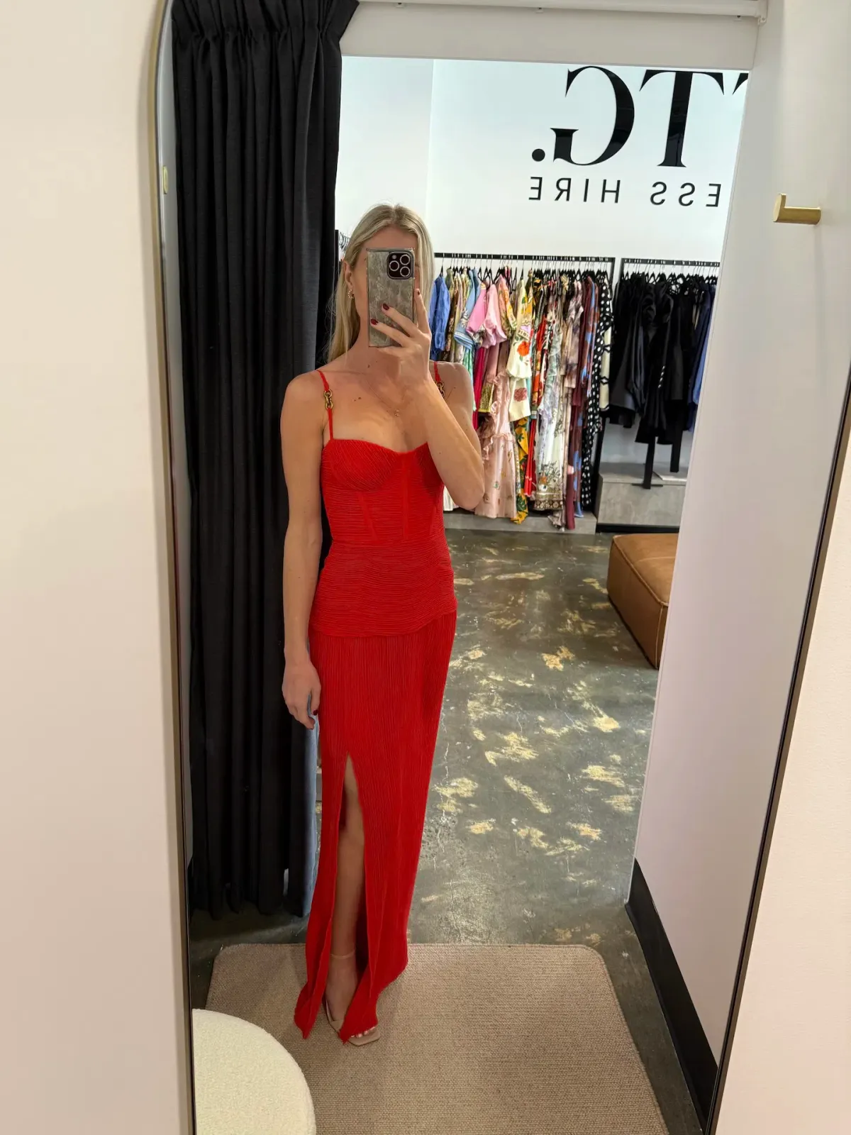 Manning Cartell Double Time Pleat Maxi / Red / Size 8 - Image 2