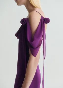 M.N.G Draped dress with flower detail Purple Size M for rent on The Volte - image 6