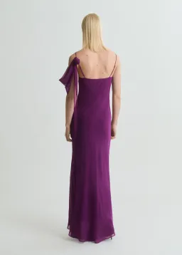 M.N.G Draped dress with flower detail Purple Size M for rent on The Volte - image 4