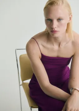 M.N.G Amina Asymmetrical Midi Dress Deep Purple Size M for rent on The Volte - image 3