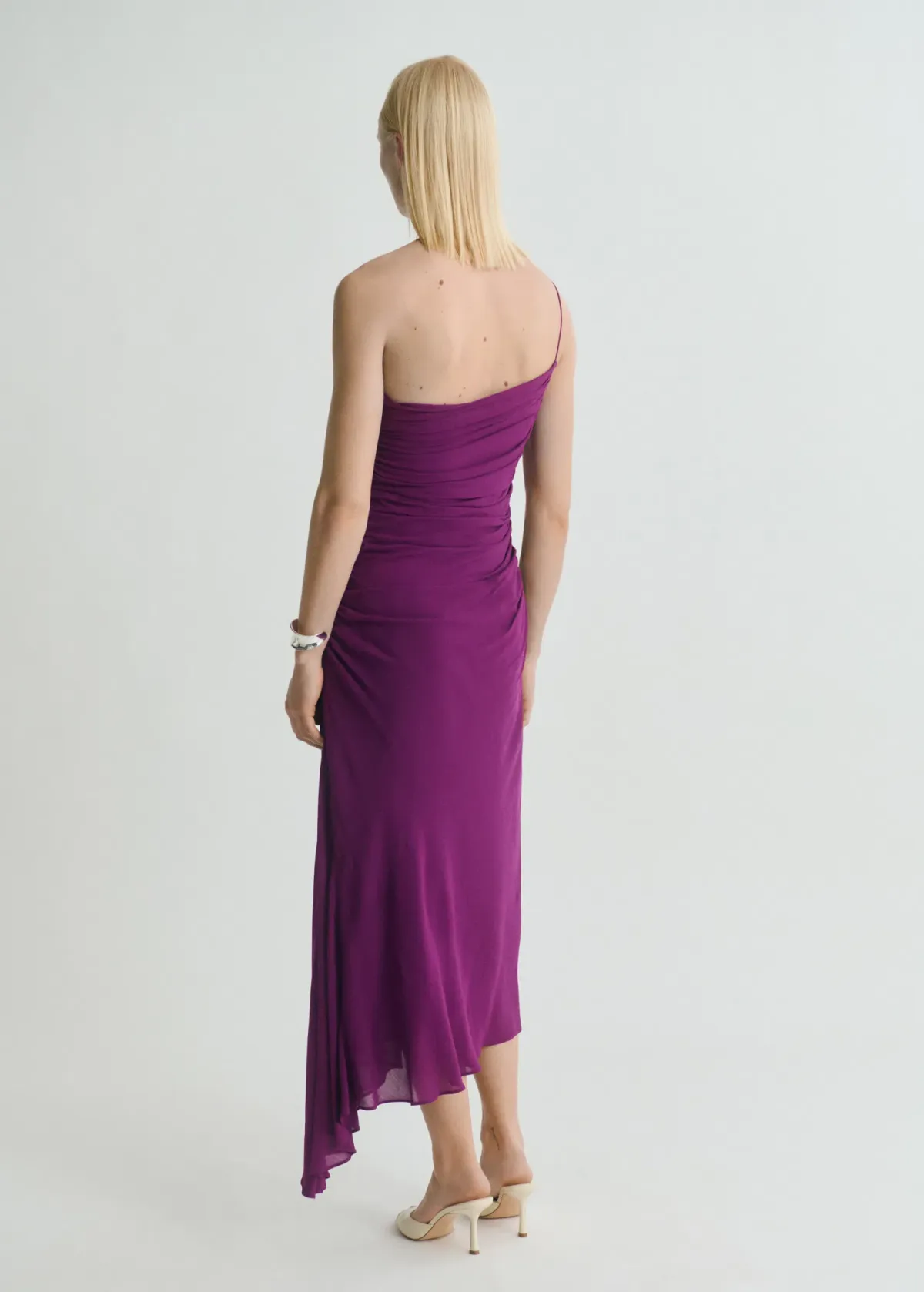 M.N.G Amina Asymmetrical Midi Dress Deep Purple Size M - Image 2