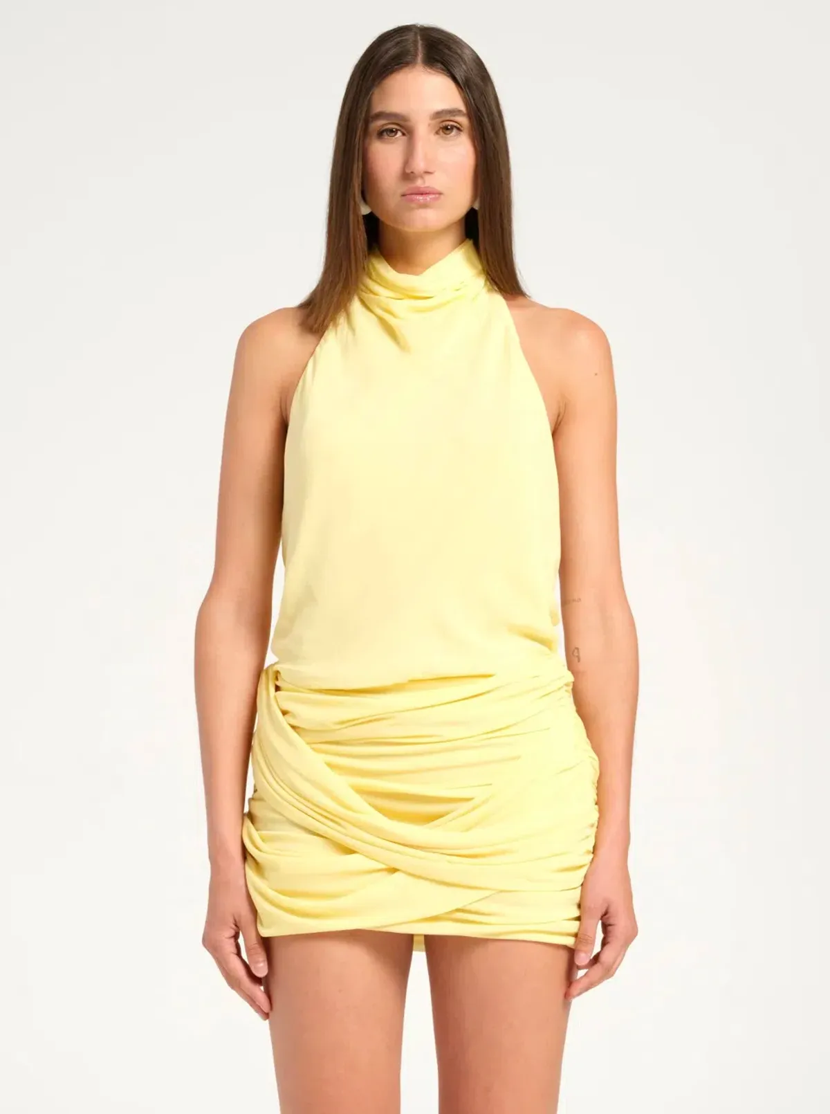 Benni Maisie Butter Yellow Mini Dress Size 8 - Image 3