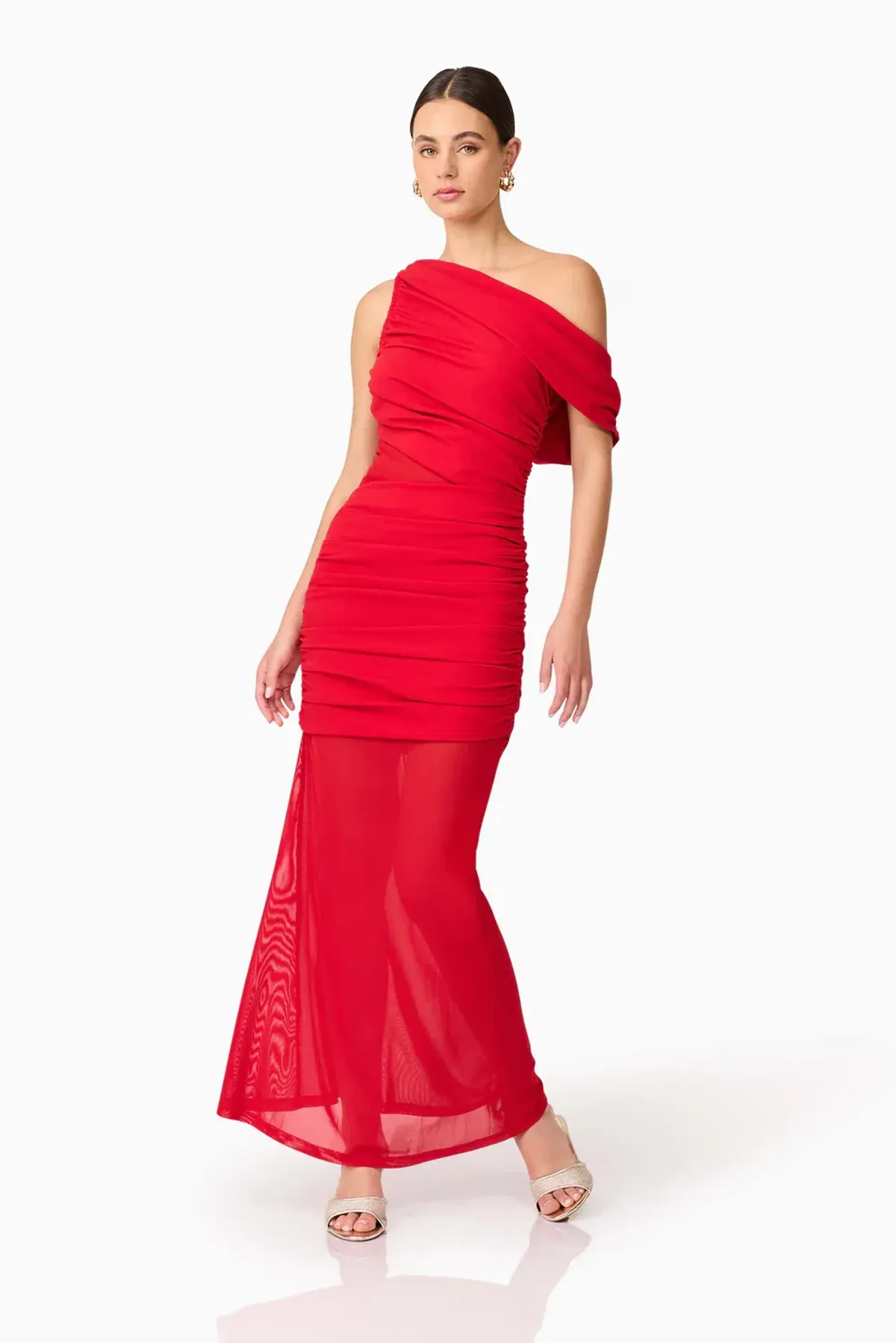 Elliatt Darya Asymmetrical Gown Red 12 - Image 2
